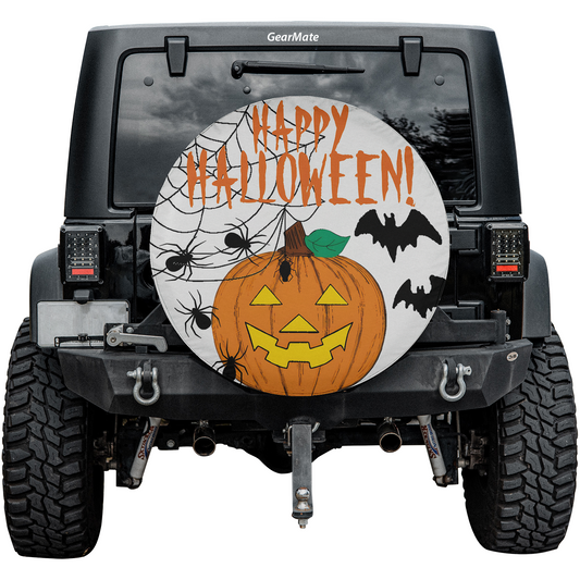 Happy Halloween With Pumpkin Spare Tire Cover – Premium Waterproof UV-Resistant Protector