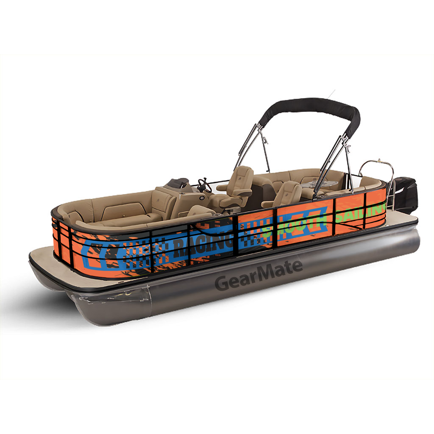 Pontoon Smooth Sailing Boat Wrap Decal (Left and Right Sides) – Custom Vinyl Graphic Kit | Durable, Weatherproof, DIY Install